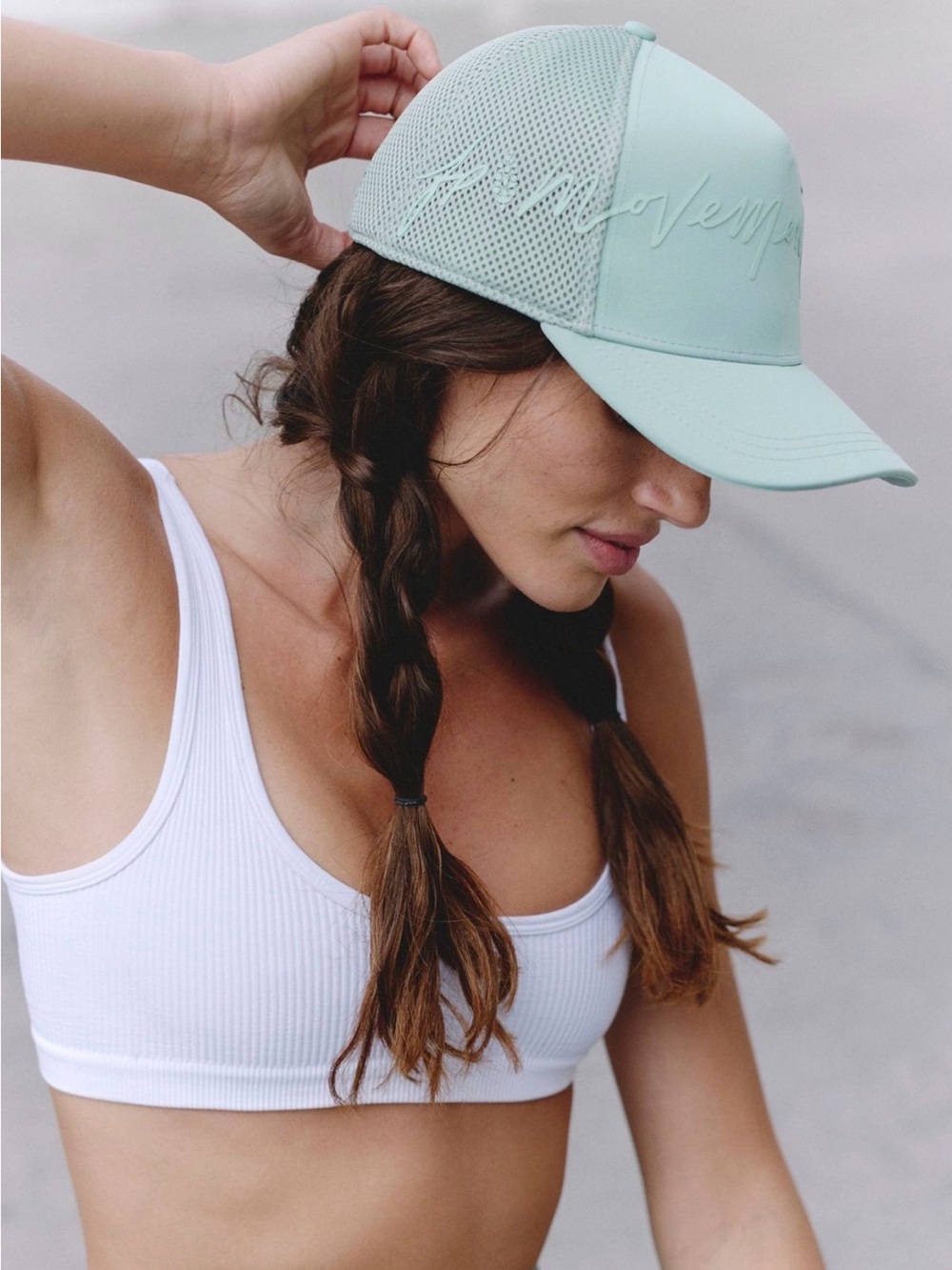 Free people movement signature soft mesh trucker hat sterling blue NWT $48